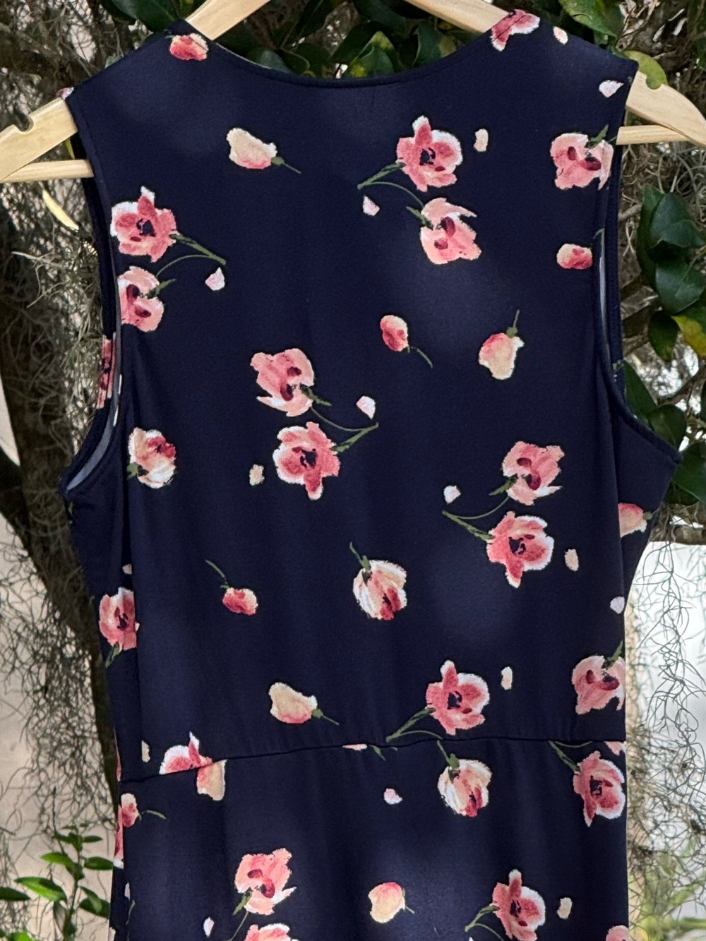 Fortune + Ivy Sleeveless Dress Floral V-neck Ruffle Trim Blue Pink Women’s L - Picture 7 of 7